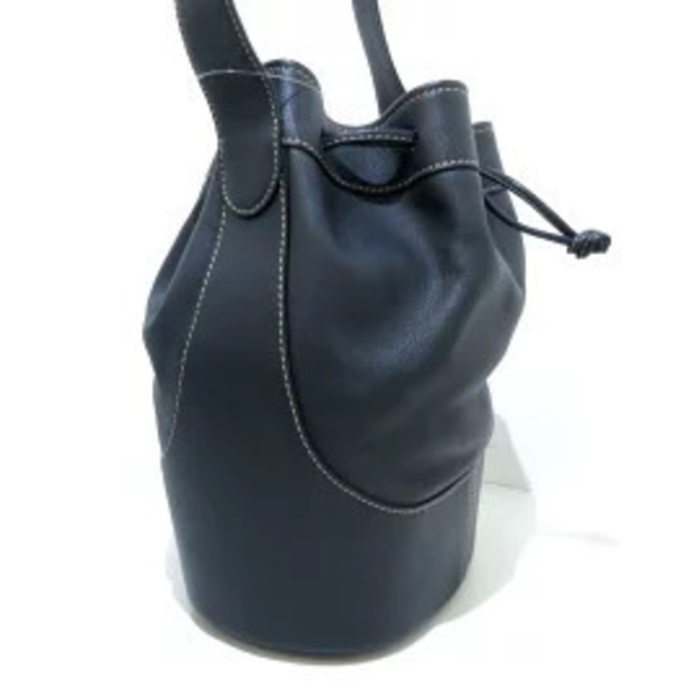 Loewe Shoulder Bag Drawstring Dark Navy Blue Leather
